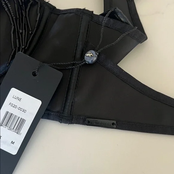 NWT Frederick’s of Hollywood Lune Beaded Longline Bra Size M Black - Picture 10 of 10
